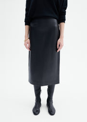 Midi Pencil Skirt in Leather - Black - CO Collections